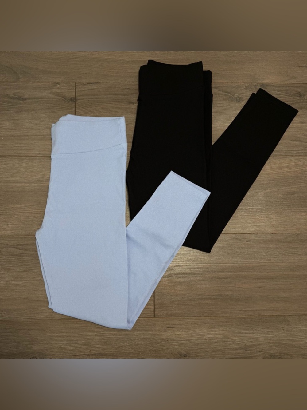 Set of two skinny pants/ Leggings Pack -Black and Light Blue Stretch Bottoms-NEW